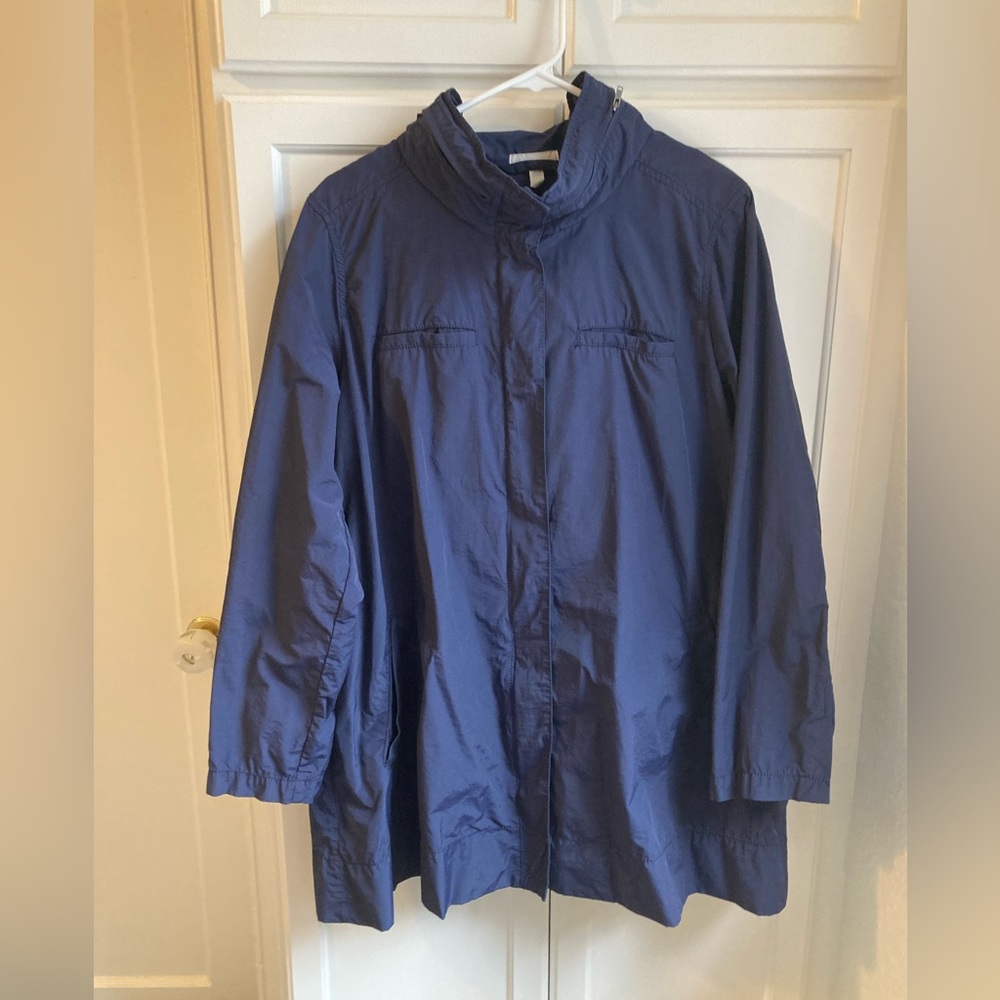 Eileen Fisher XL Lightweight Raincoat Jacket Organic Cotton/Nylon